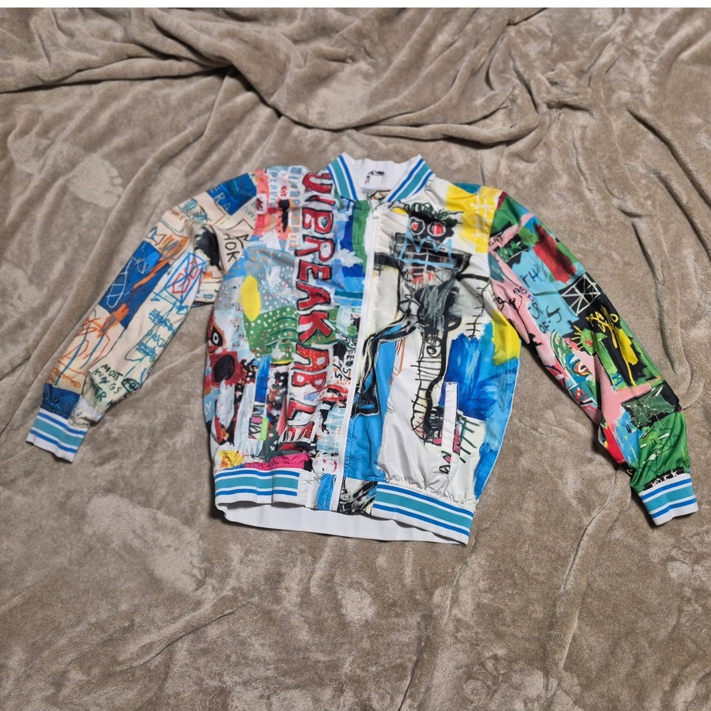 Members Only Jean-Michel Basquiat Windbreaker Jacket Mens Large Art Print Bomber